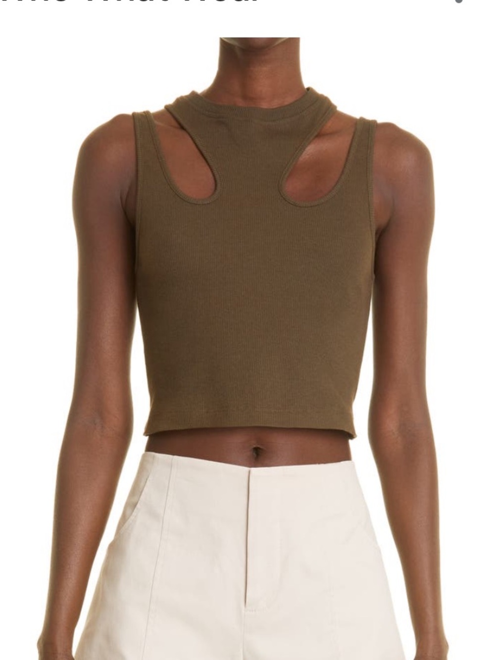 KNGSLEY - Olive Cutout Ribbed Cropped Tank Top SOLD OUT - NORDSTROM